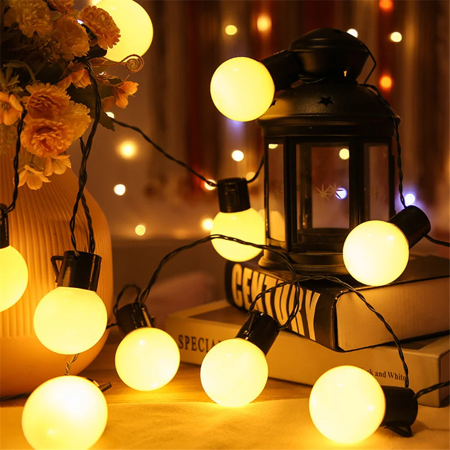 2023 ใหม่ 5M 20LED คริสต์มาส Garland Globe String Light กันน้ํากลางแจ้งตกแต่งสวน EU Plug Round Ball หลอดไฟ Fairy ไฟ