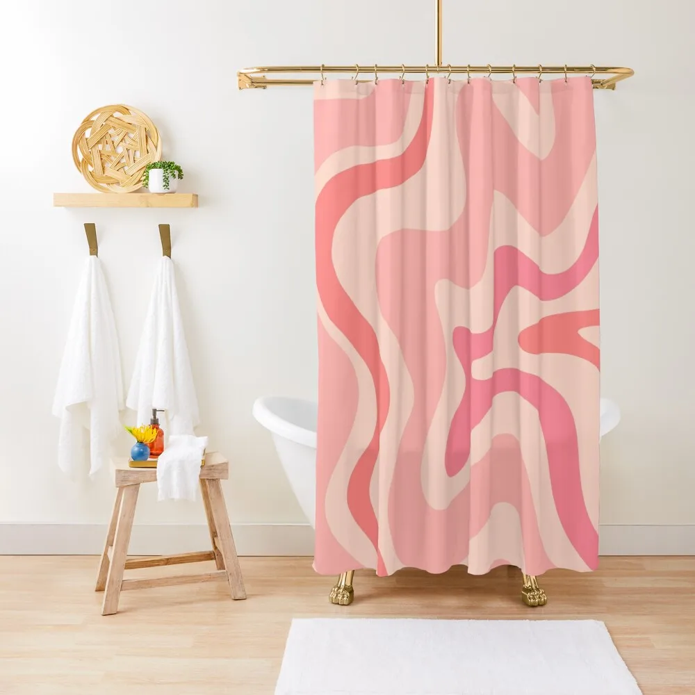 

Liquid Swirl Retro Contemporary Abstract in Soft Blush Pink Shower Curtain Shower Curtain For Bathroom Cute Shower Curtain