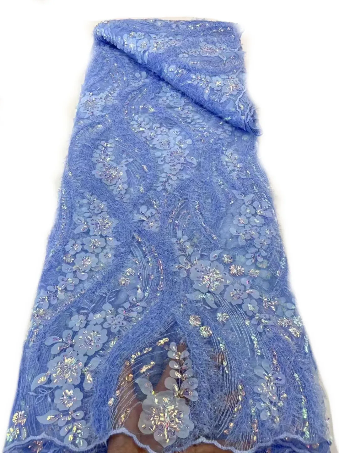 

Luxury High Quality Plush Thread Mesh Embroidery, Delicate Sequin Lace Nigerian Wedding Evening Dress