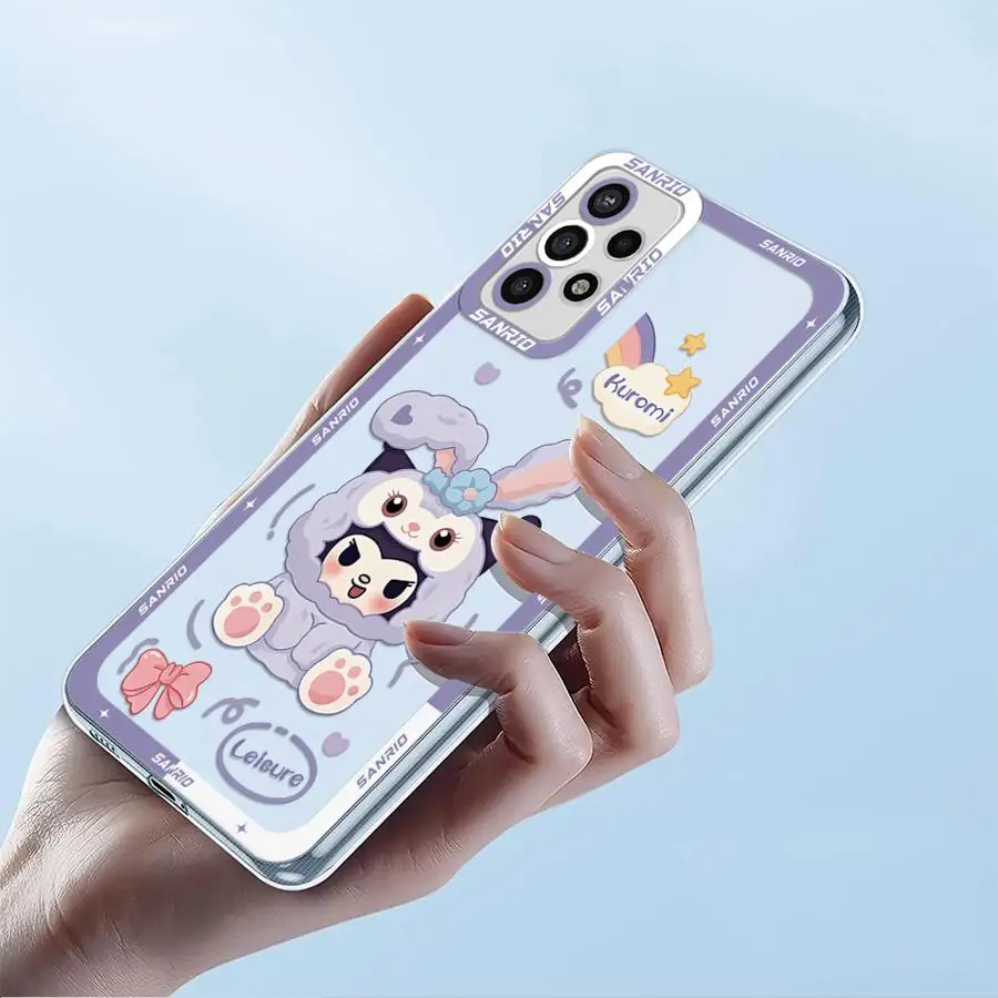 Kuromi Melody Cute Sanrio Phone Case for Samsung Galaxy A15 A73 A72 A53 A52 A42 A32 A23 A22 A24 A13 4G A12 A11 Clear Soft image 3