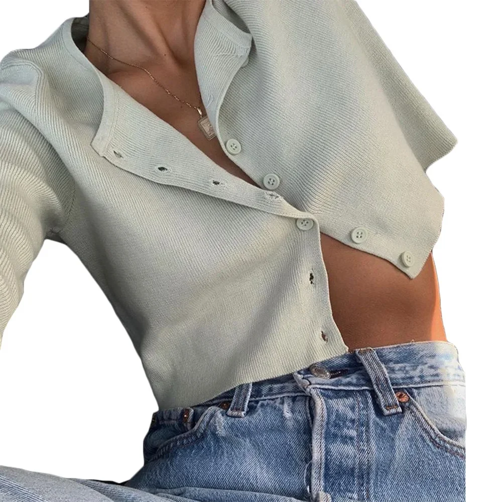 autumn Solid basic knit full sleeve bottoming shirt women 2020 fashion Single-breasted casual top tee shirt