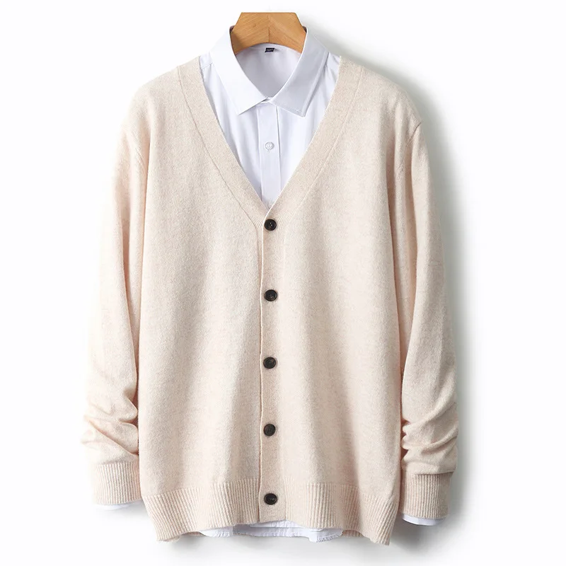 

Осень-зима, мужской открытый кардиган с v-образным вырезом на пуговицах, повседневный вязаный свитер, свободный крой, обычный, длинный све, дышащий