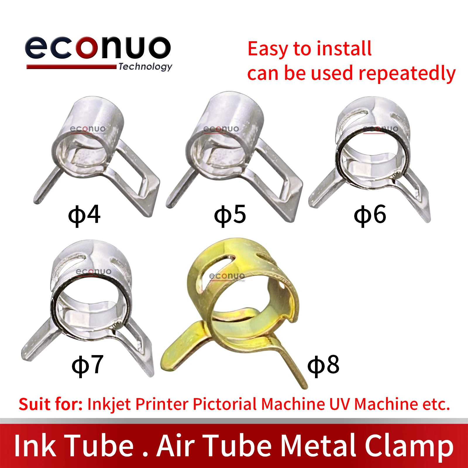 10Pcs 4mm-8mm Hose Clamp Stainless Steel Tube Spring Clips Fuel Line Hose Clamps Sealing Pipe Clips Hardware Accessories