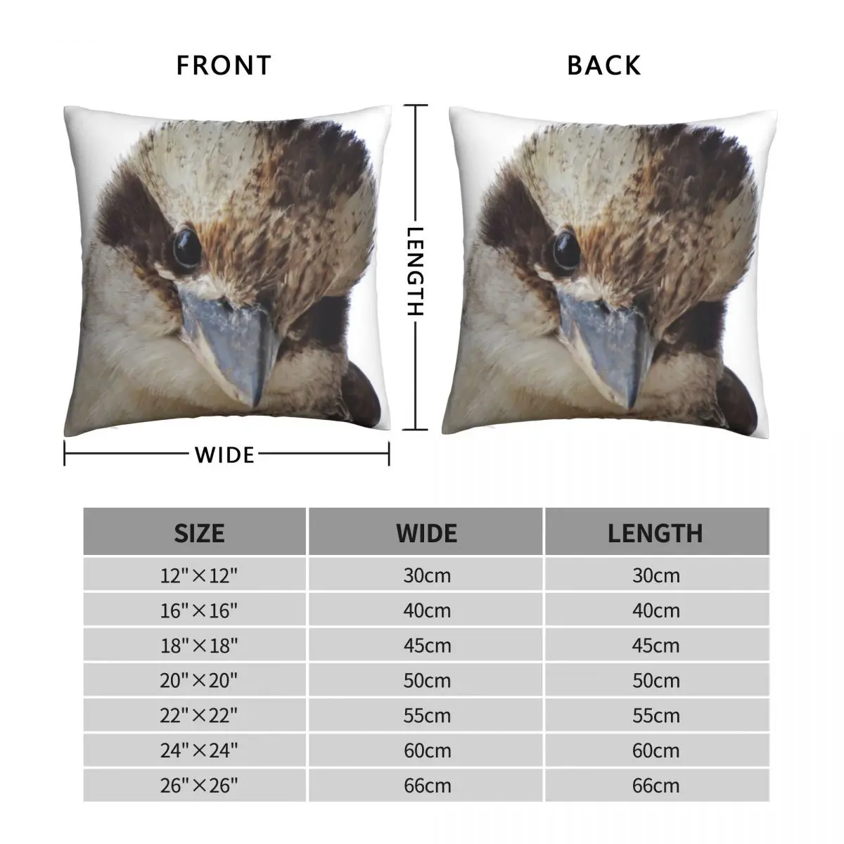 Kookaburra Pillowcase Polyester Linen Velvet Creative Zip Decor Room Cushion Case