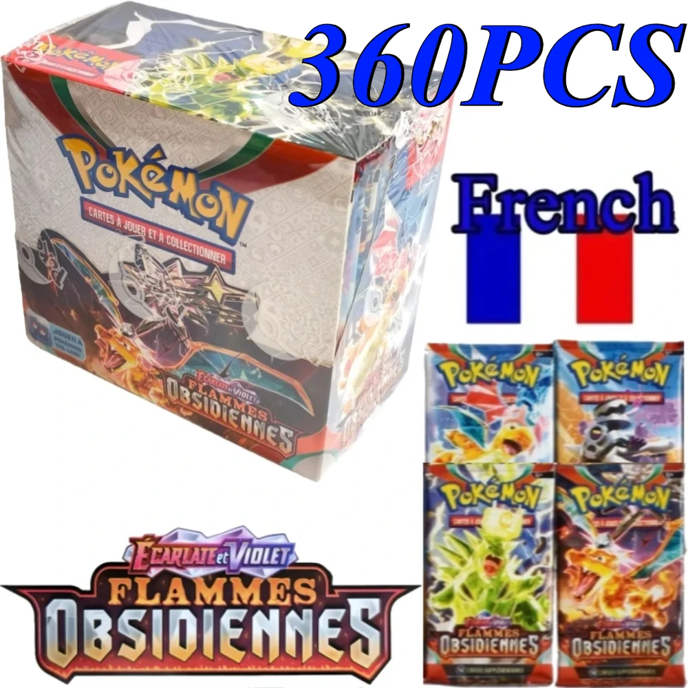 

Коллекционные карты Pokémon на французском языке, 360 шт., 151 приключение, набор «Огненные тьмы», бустерные боевые карты для транзакций