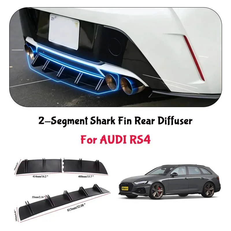 For AUDI RS4 Shark Fin Rear Diffuser Split Chassis Spoiler Auto Aerodynamic Parts Aerodynamic Modification
