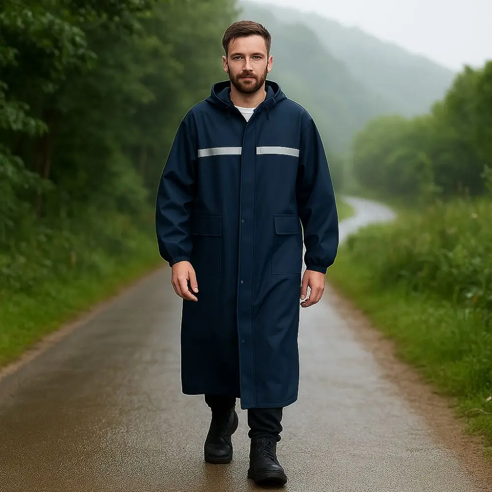 

Windproof Motorcycle Rider Raincoat Reflective Strips Wear Resistant Waterproof Rain Coat Detachable Brim Anti Storm Rainwear