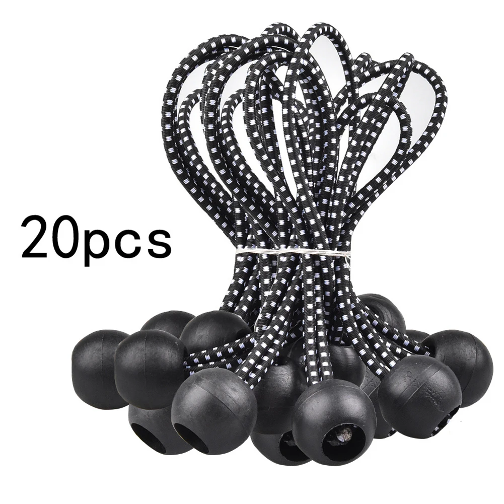 Shade cloths Elastic cable tie Outdoor Oxford rope Sleeping bag Straps Tarp Tent 20pcs/set Black Ball Bungee Cord Durable