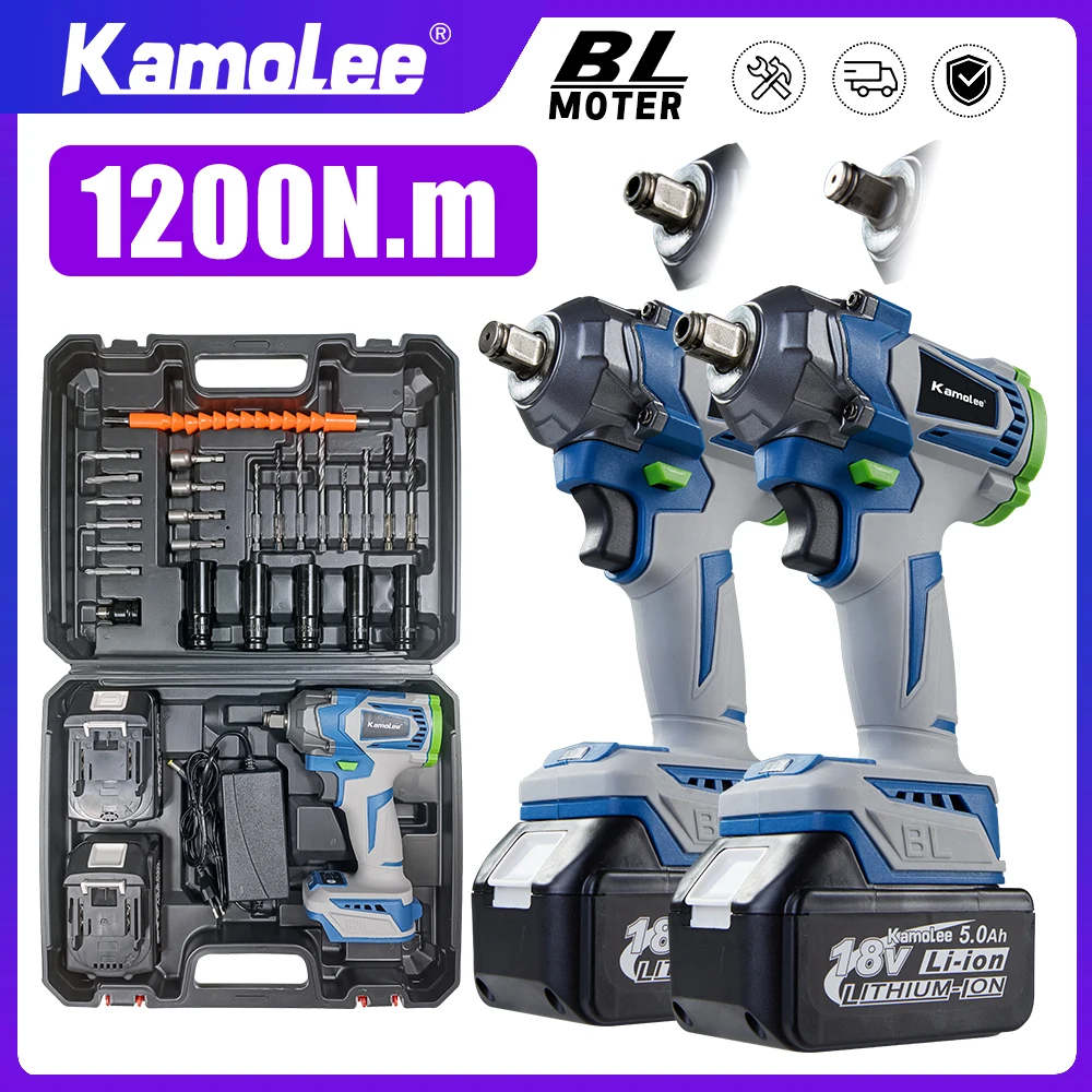 Kamolee 1200 N.m wireless charging impact wrench home electric wrench assembly/maintenance tool compatible with Makita18V battey