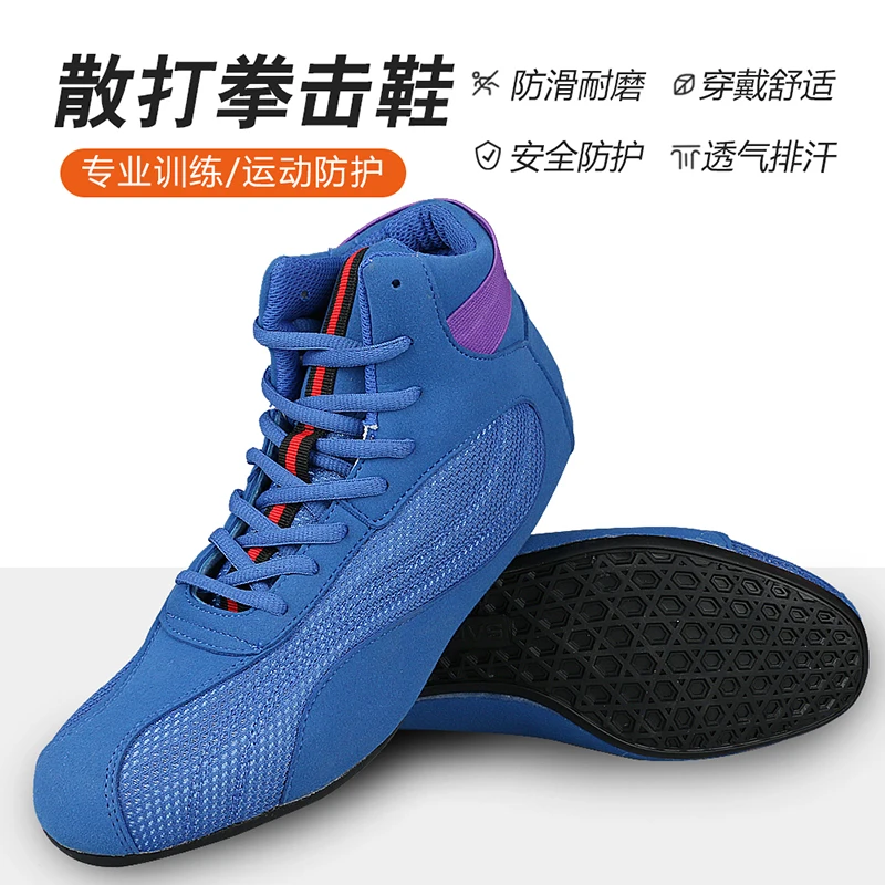 Professional Boxing Shoes Men Weightlifting High Top Gym Combat Training Adult Wrestling Shoes Boots Women Children Sanda Shoes