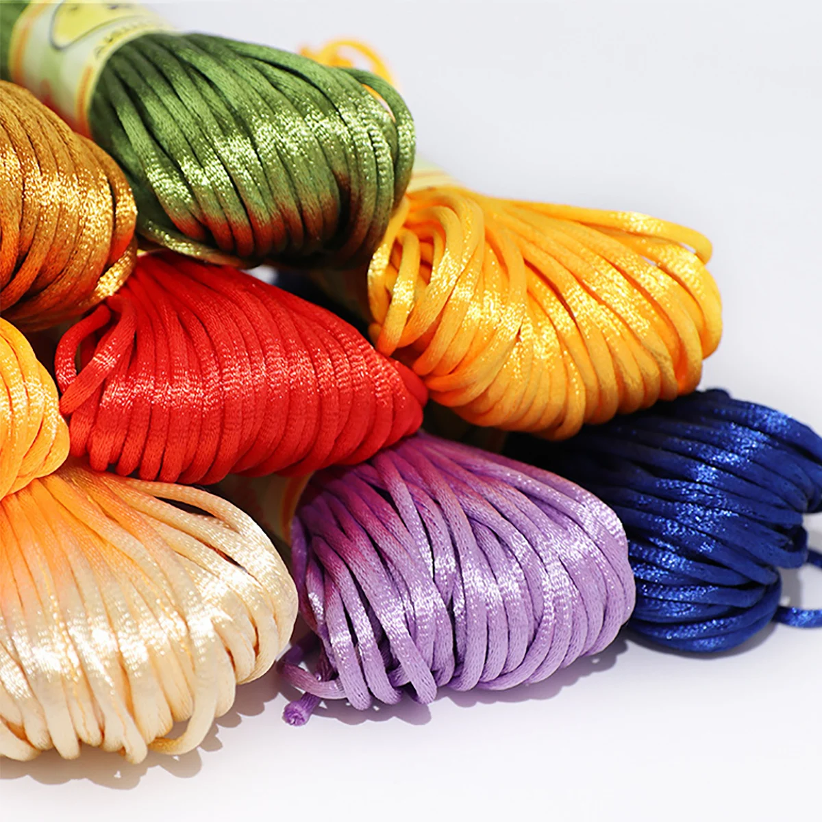 New 20m/Roll 2-2.5mm Chinese Knotted Threads Rope Rattail Satin Macrame Braided String Nylon Cord For Jewelry DIY Beading Thread