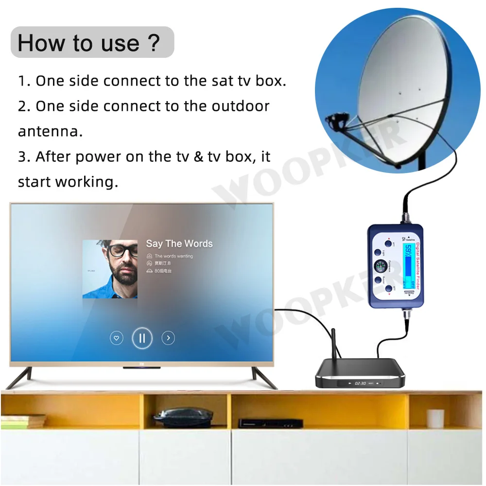 Woopker Digital Sat-finder Satélite Finder Medidor de Sinal Tester com Display LCD