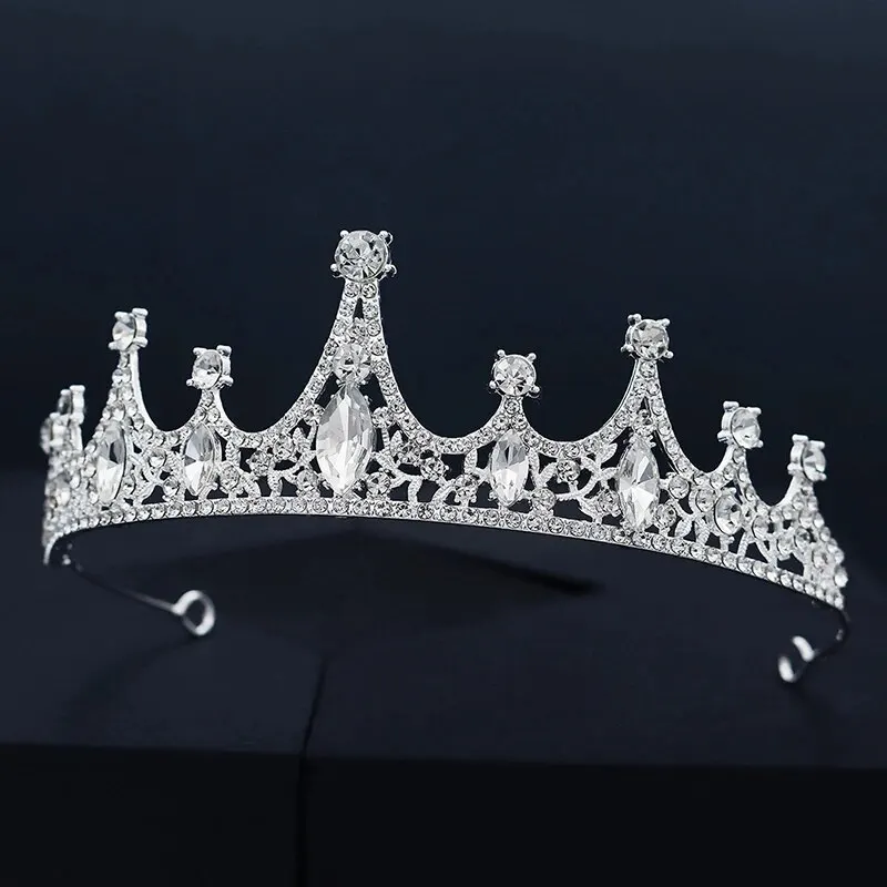 Black Big Rhinestone Crystal Rhinestone Party Wedding Hair Jewelry Accessories Birthday Tiaras Halloween Crown Women image 4