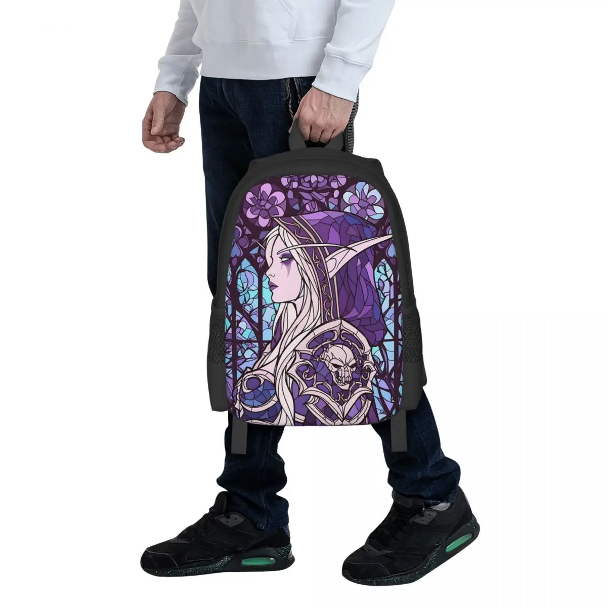 Stained Glass Sylvanas Student Backpack School Bag Hiking Travel Daypack for Boys Girls Fashion Bookbag Shoulder Bags