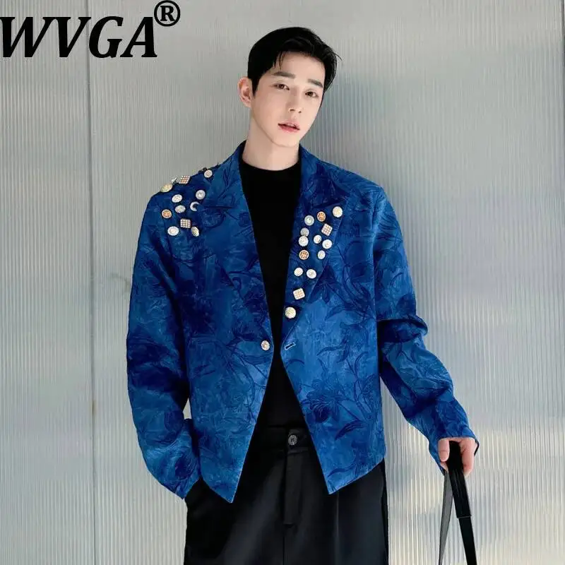 WVGA Spring Autumn New Men's Trendy Fashionable Personality Multi-Button Design Blazer Niche Chic Casual Short Jacket Ins W24626