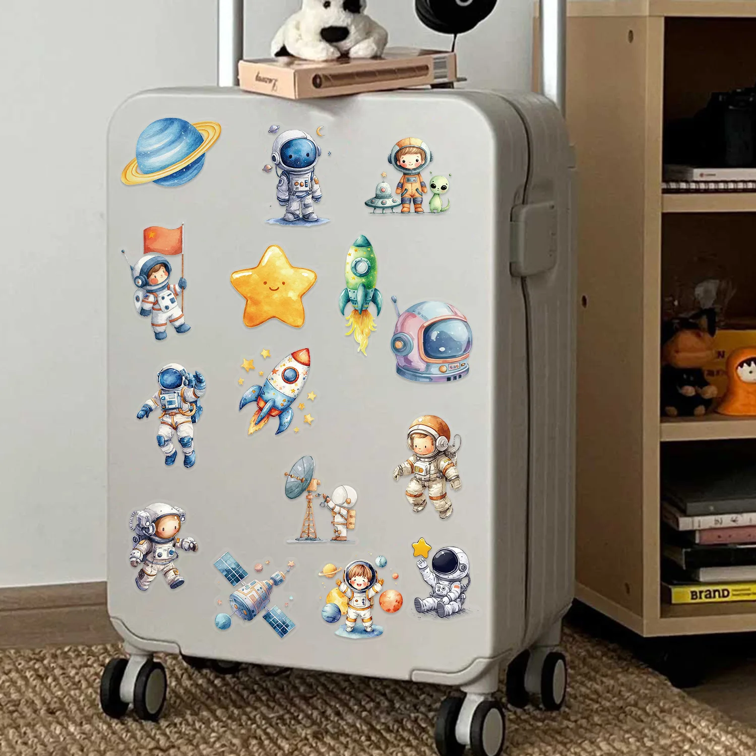 สติกเกอร์ PET ลายอวกาศนักบินอวกาศ 10/30/50 ชิ้น สำหรับตกแต่งกระเป๋าเดินทาง สเก็ตบอร์ด แล็ปท็อป ตู้เย็น โทรศัพท์ รถยนต์ และของใช้ในบ้าน ﻿