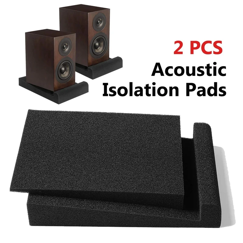 1 Set 30x20x4.5cm High Density Acoustic Isolation Foam Pads, Studio Monitor Speaker Isolator Pads Soundproof Panels