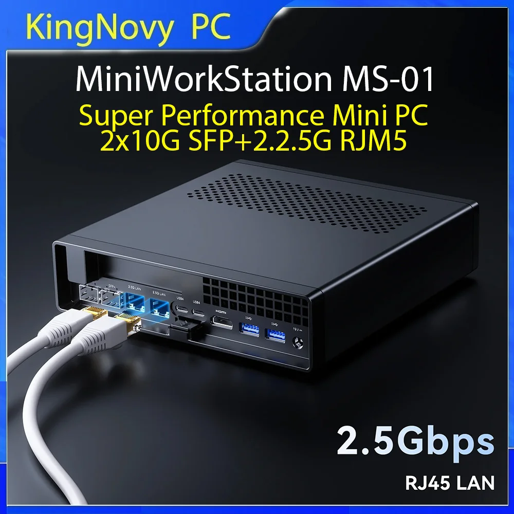 2024 MS-01 Mini Workstation Intel i9 13900H 2x10G SFP+ 2x2.5G LAN 2xDDR5 3xNVMe 2xUSB4 PCIEx16 Mini PC Gaming Desktop Computer