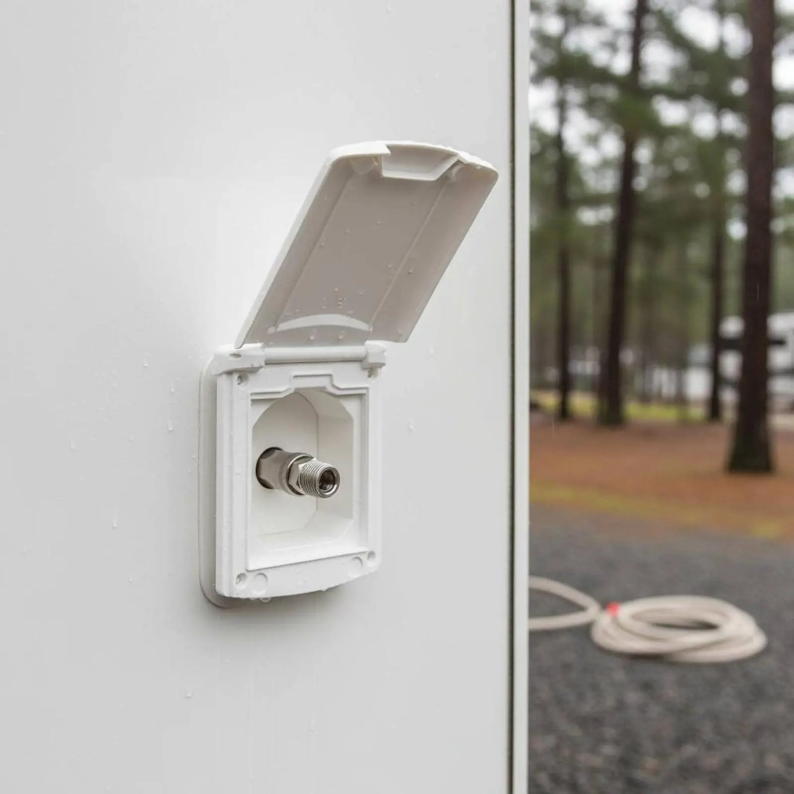 

RV Fast Attach Water Inlet Easy Installation RV Exterior Shower Box External Shower Point Box Colorfast Resistant for Camping