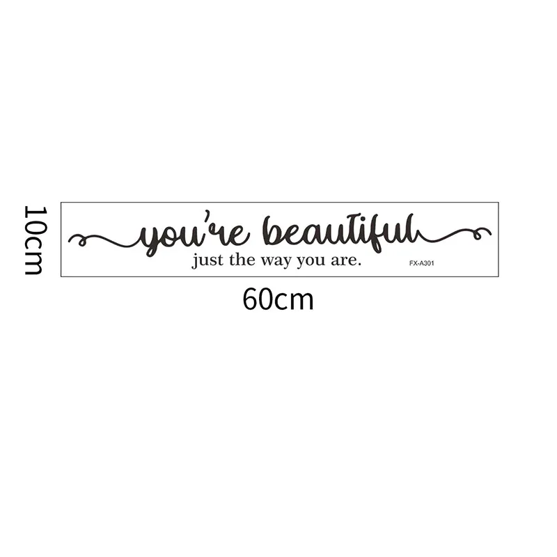 You\'re Beautiful Just the Way You Are Mirror Wall Stickers for Home Décor Bathroom Fitting Room Mirror Decal Waterproof Mural