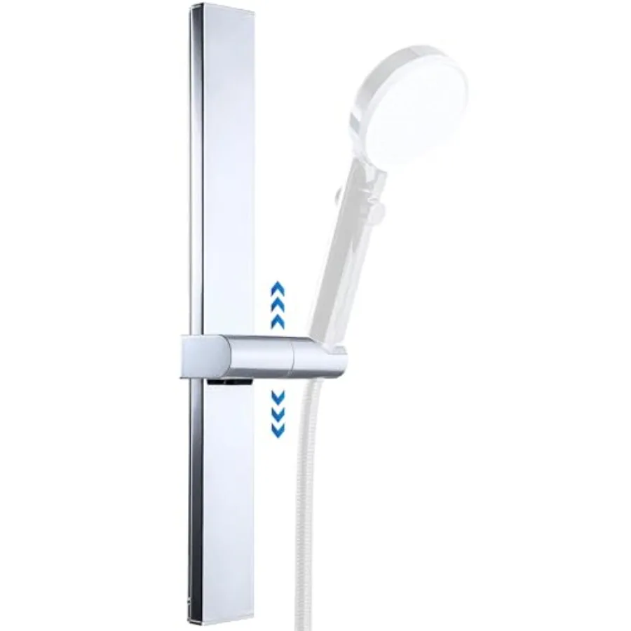 

No Drilling Metal Shower Slide Bar with Height and Angle Adjustable Handheld Shower Head Holder Strong Adhesive Disc Mount or W