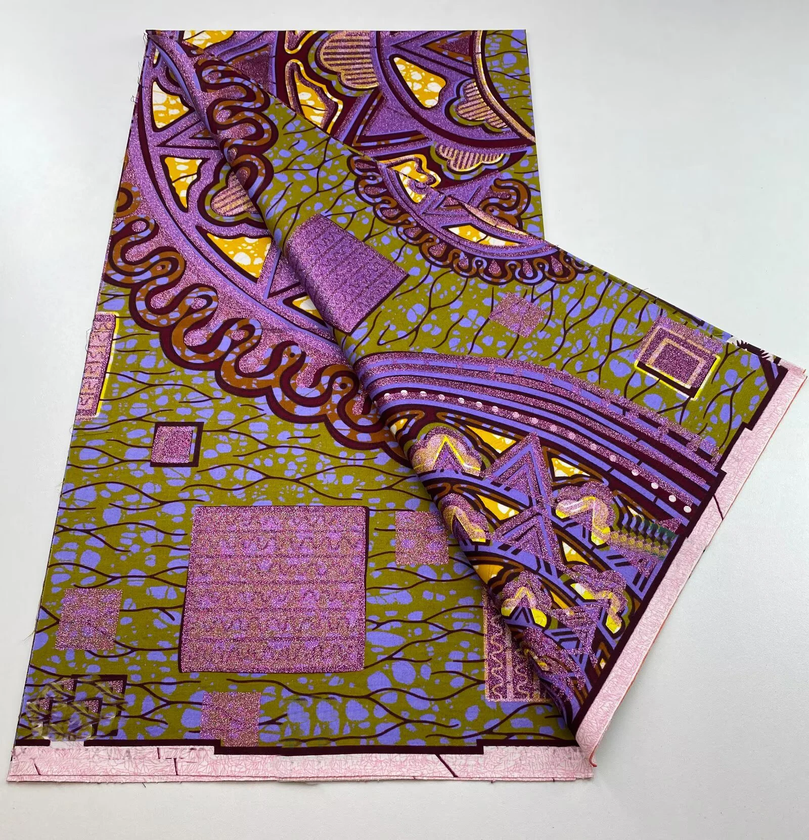 

2025 African Classic Styles 100% Cotton Print Batik Grand Glitter Glam Ankara Wax Fabric For Party Dress Materials 6 yards
