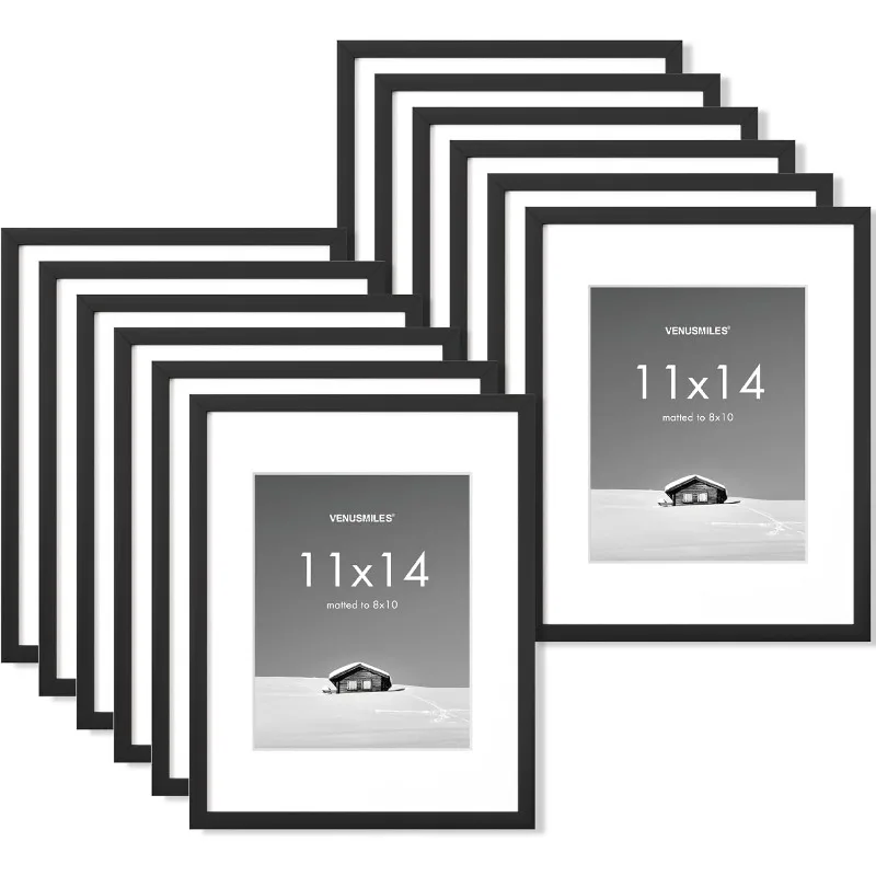 

11x14 inch Picture Frame, 11x14 Photo Frames with 8x10 Removable Mat - High Definition Plexiglass