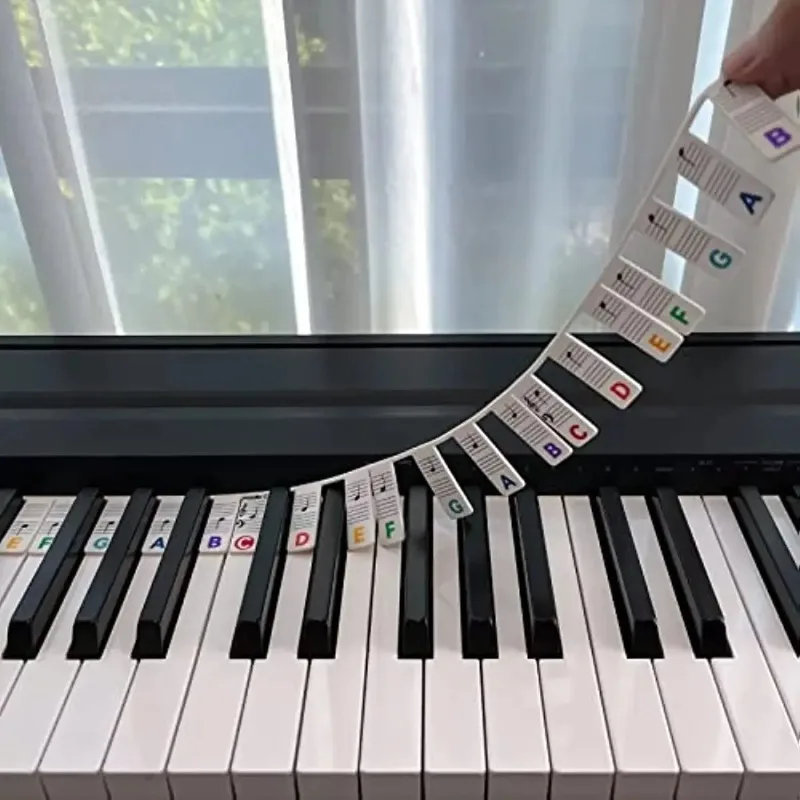 Miwayer Piano Keyboard Stickers for 88/61 Key Removable Piano Keyboard Note Labels for Learning Piano Notes Guide for Beginner