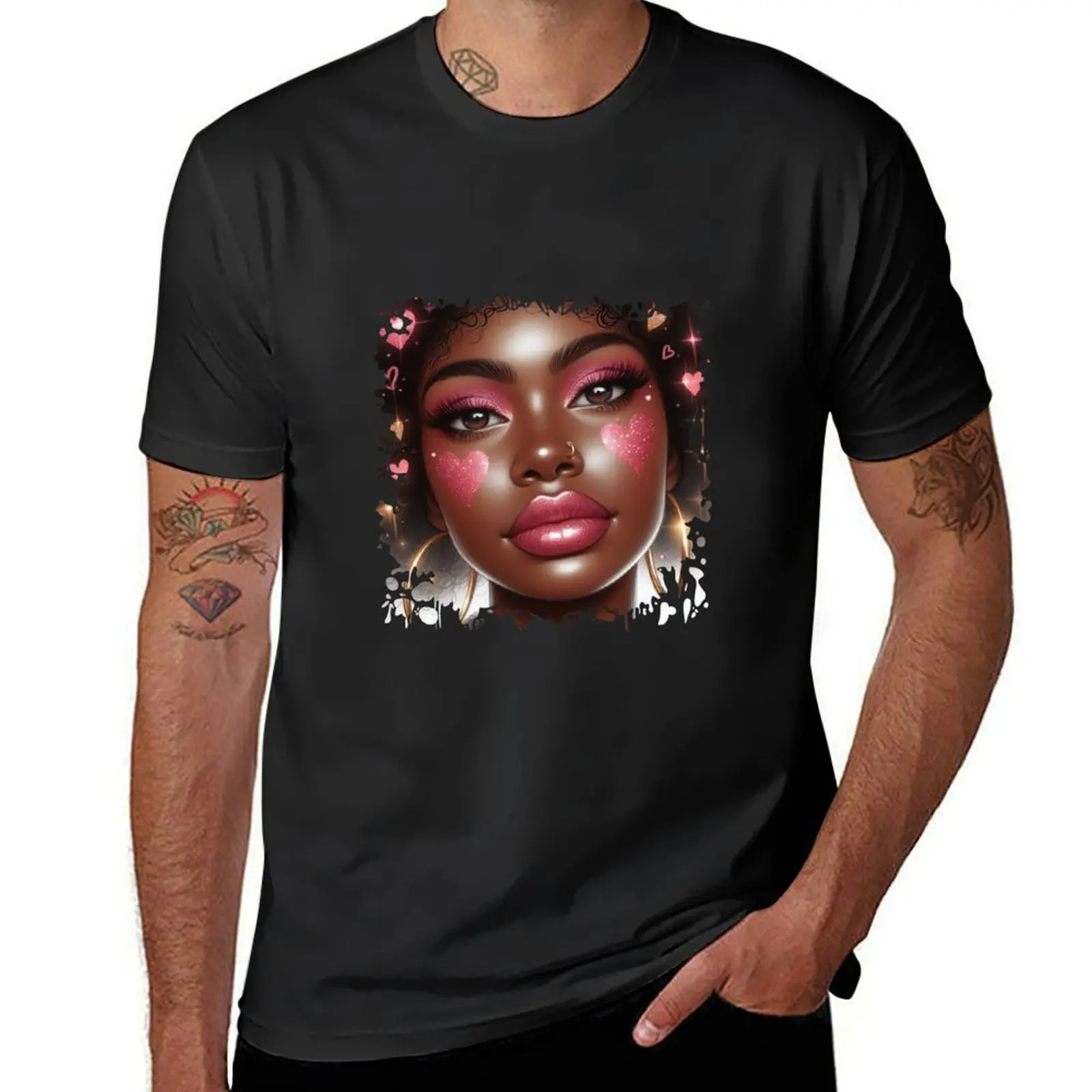 Graceful Affection: Afro American Valentine's T-Shirt vintage sports fans quick drying mens graphic t-shirts big and tall