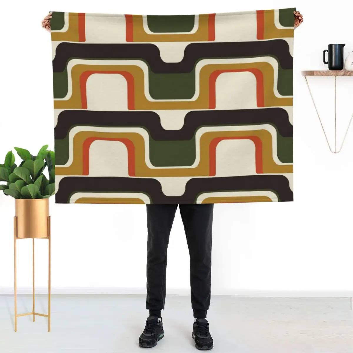 Mid-Century Modern Meets 1970s Throw Blanket Decorative Throw Cute Plaid For Baby funny gift Thermals For Travel Plush Blankets