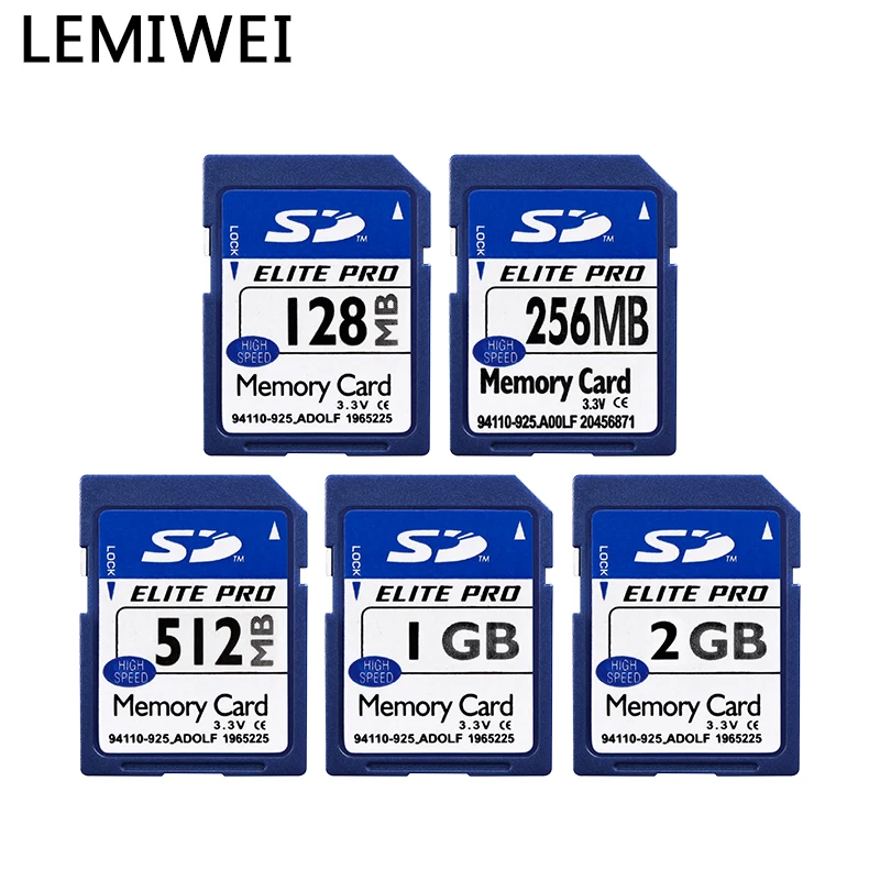 LEMIWEI-Carte SD pour appareil photo, 128 Mo, 256 Mo, 512 Mo, 1 Go, 2 Go, Carte mémoire