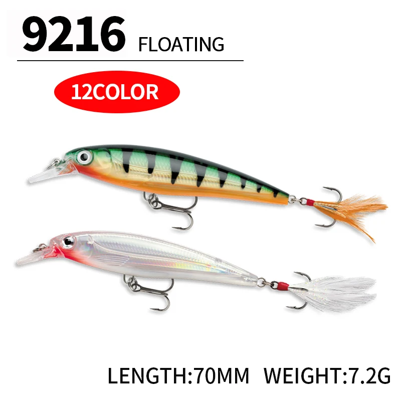 

70mm 7.2g Floating Minnow Fishing Lure Wobbler for Freshwater Trout Artificial Bait Pike Carp Jerkbait Swimbait Fishing Supplies