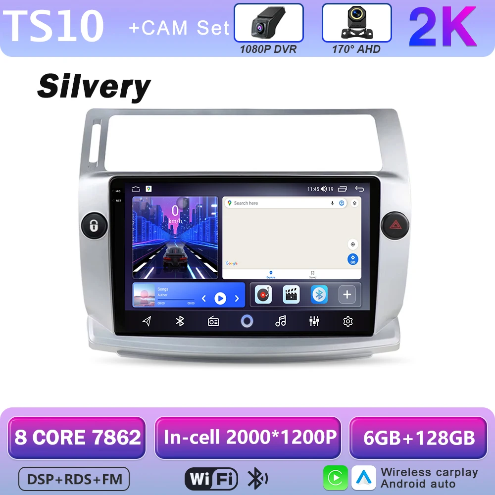 Android 16 multimediaspeler GPS autoradio navigatiesysteem voor Citroen C4 C-Triomphe Quatre 2004-2014 met Carplay
