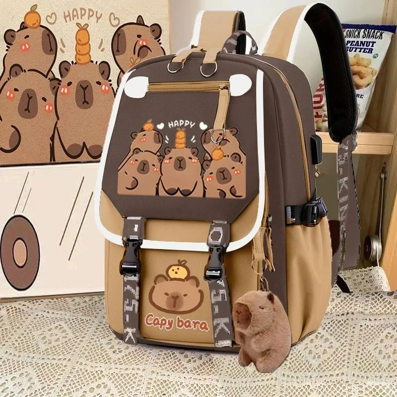 Capybara Backpack Cute Backpack Plush Schoolbag Cartoon Soft Funny Animal Large Capacity Stuffed Unisex Y2K Aesthetic Backpacks