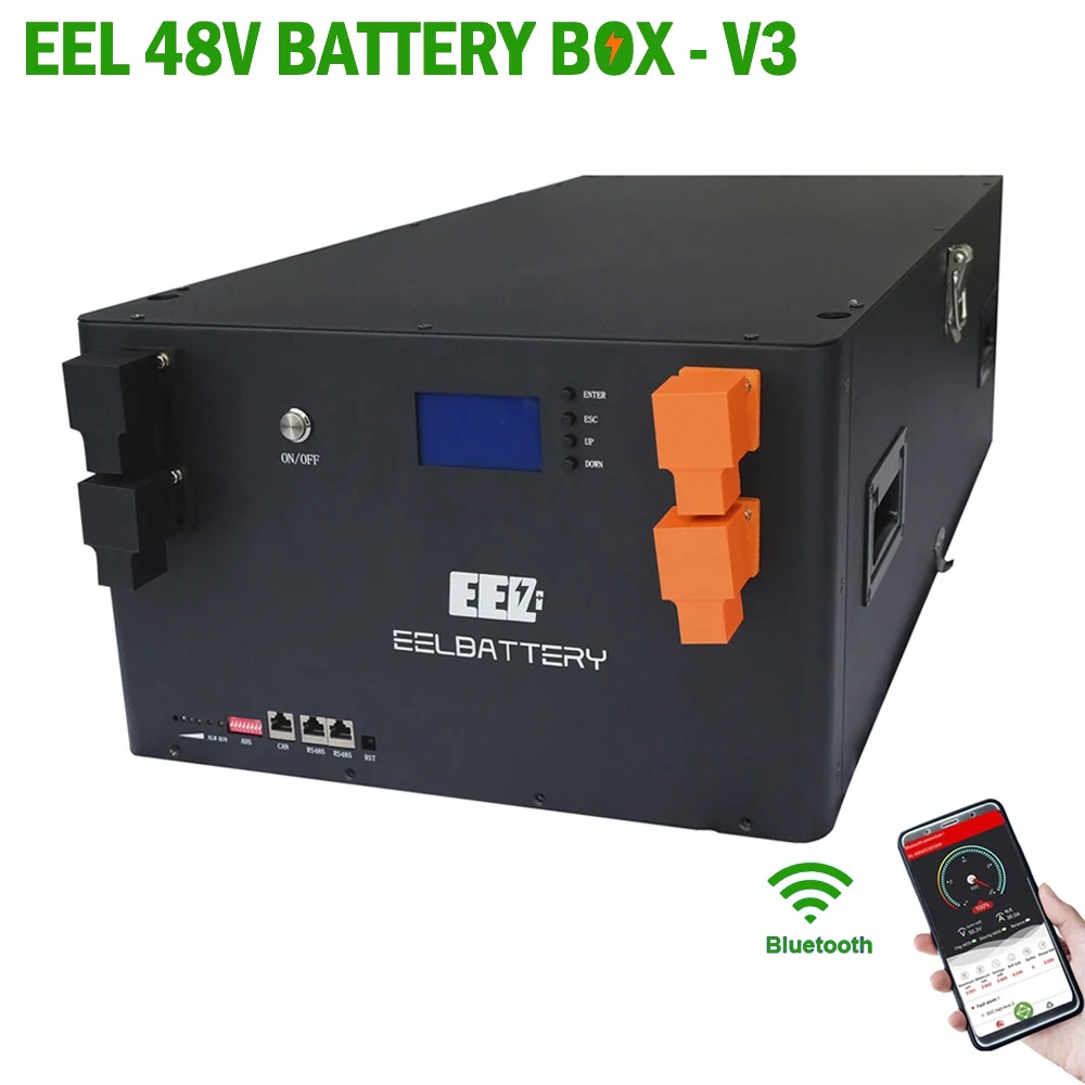 EEL 48V Server Rack Battery Box Power Banks V3 LiFePO4 230Ah 280Ah Solar Batteries Case With Fuse Stackable Camping 16S 200A CAN