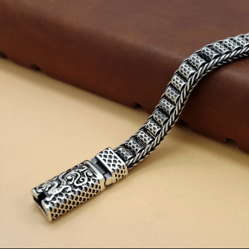 Enamel bracelet handcrafted with a rotating dragon scale design featuring a traditional ethnic and hip-hop style