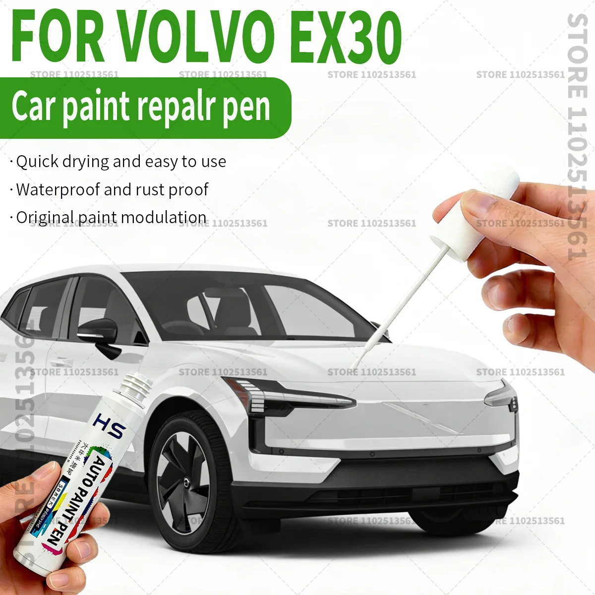 For Volvo EX30 Car Paint Repair Pen Restores Original Factory Paint Finish White 707 Black 717 Sea Cloud Blue Fluorite Yellow