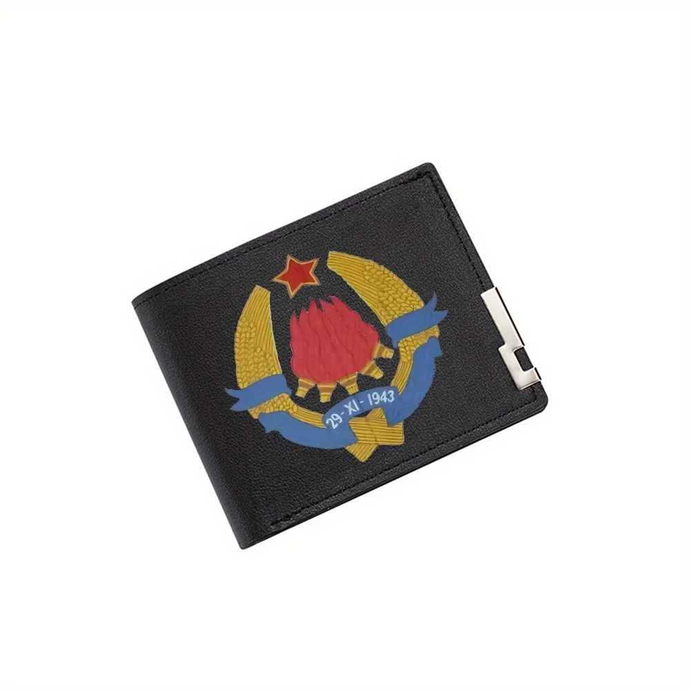 

Red star,ears,ribbon,flames crest Men's Wallet Printing Design Simple Modern Stylish Business Father's Boyfriend's Christmas Lov
