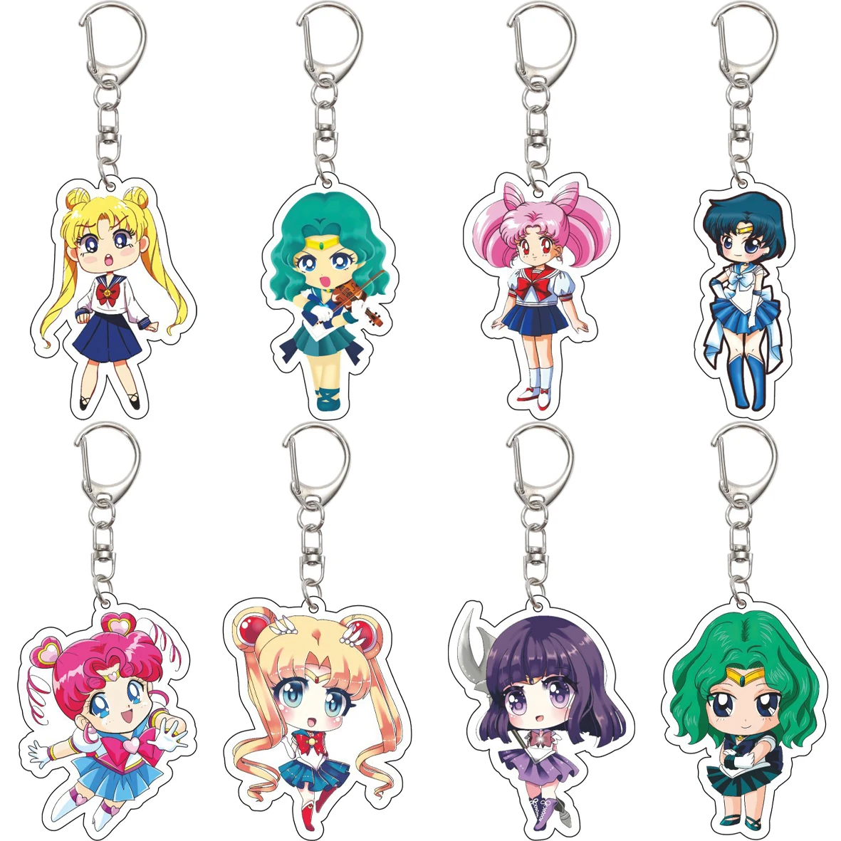 Llavero de acrílico de 55 mm de Sailor Moon, Sailor Neptune, Sailor Mars, Sailor Venus, Sailor Chibi Moon, regalos lindos de Navidad