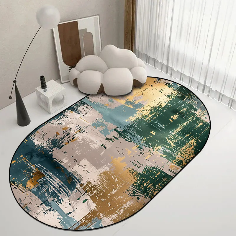 

Nordic Abstract Oval Living Room Rugs Modern Art Geometric Large Area IG Bedroom Decor Carpets Bedside Non-slip Floor Mat Tapete