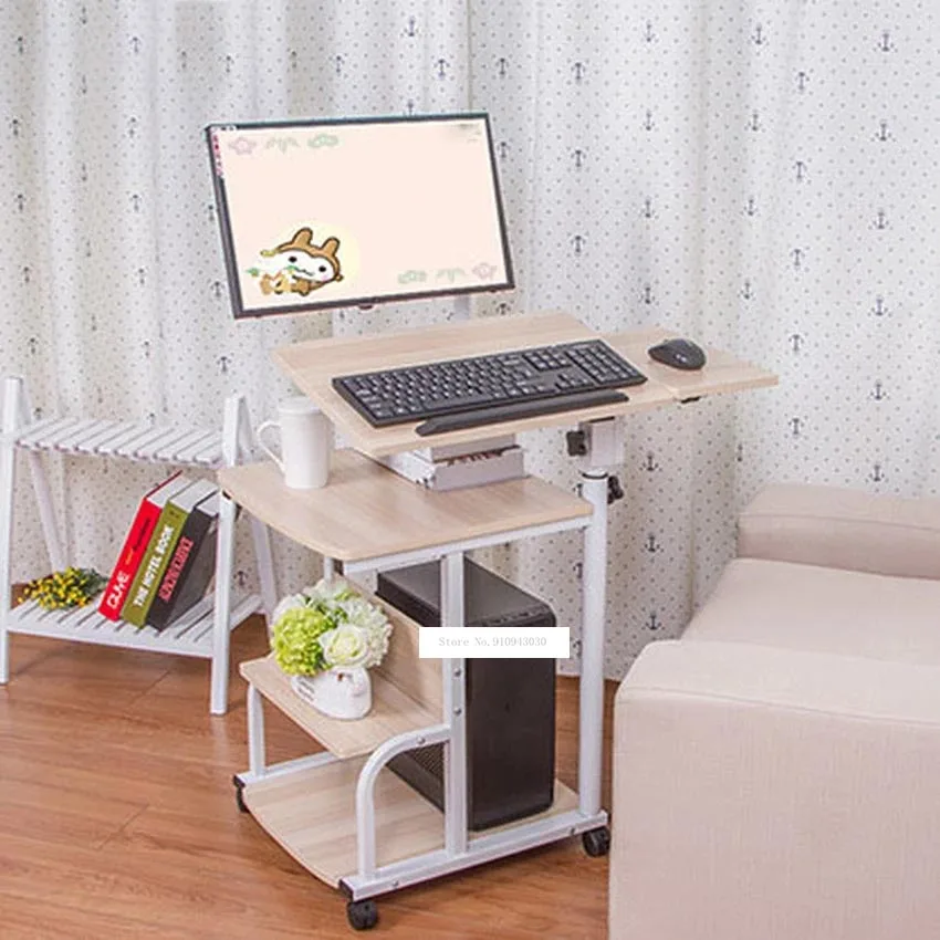 Portable Computer Table Adjustable Lifting Standing Laptop Desk Bedroom Removable Storage Small Side Table Mini Sofa Cabinet