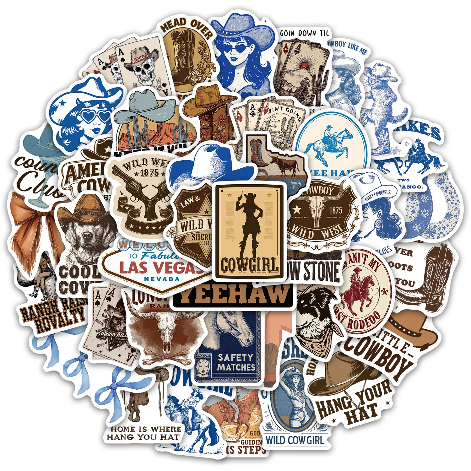 50PCS Blue-brown denim Stickers DIY Phone Case Laptop Water Cup Computer Toy Stickers