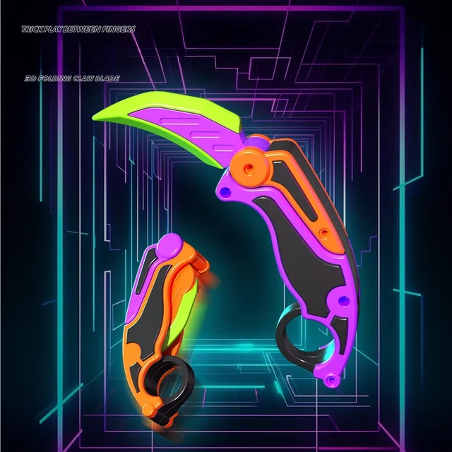 Nóż grawitacyjny z nadrukiem 3D Fidget Toys Plastikowy składany nóż motylkowy Zabawki antystresowe dla dorosłych Nowość Zabawka dla dzieci Prezenty świąteczne