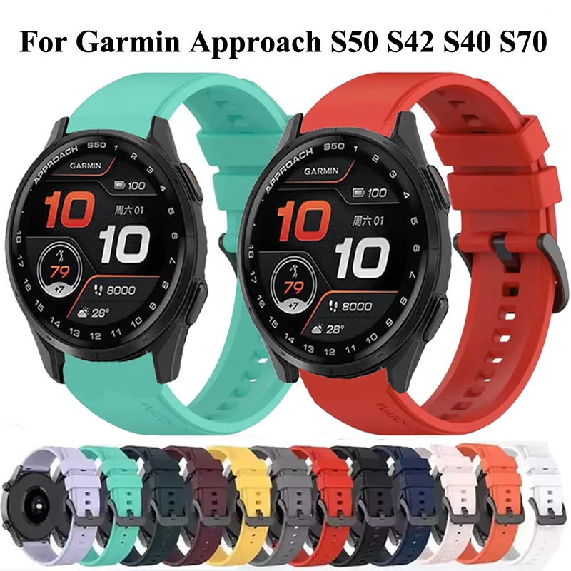 22mm 20mm Silicone Strap For Garmin Approach S50 S42 S40 S70 42 47mm Watchband For Garmin Forerunner 570 970 255 265 745 965 245