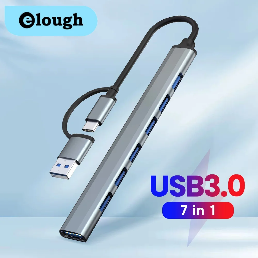 7-in-2 USB HUB USB 3.0 2.0 HUB Dock Station USB C Multi Splitter High Speed Data Transfer Reading Type C/USB OTG Adapter For PC