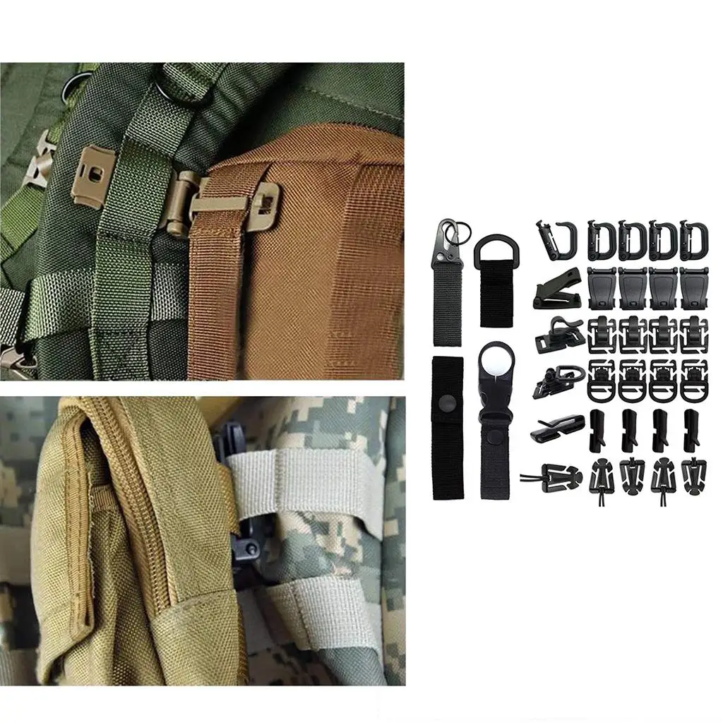 

Molle Bag Webbing Accessories Kit with Grimlock Locking D-ring Buckle Strap Buckle for Outdoor Tools and Backpack