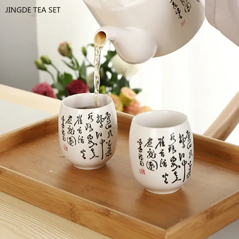 1pc Chinese Ceramic Tea Cup Handmade White Porcelain Teacups Coffee Mug cup Master Tea Set Accessories Household drinkware