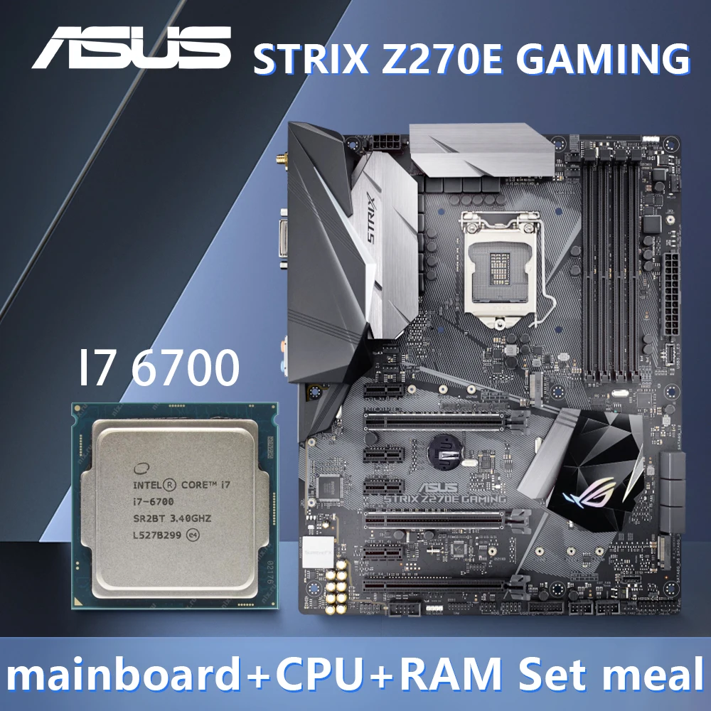 ASUS STRIX Z270E GAMING Motherboard with i7 6700 CPU Socket 1151 uses Intel Z270 Chipset 4 x DDR4 64GB PCIe 3.0 ATX