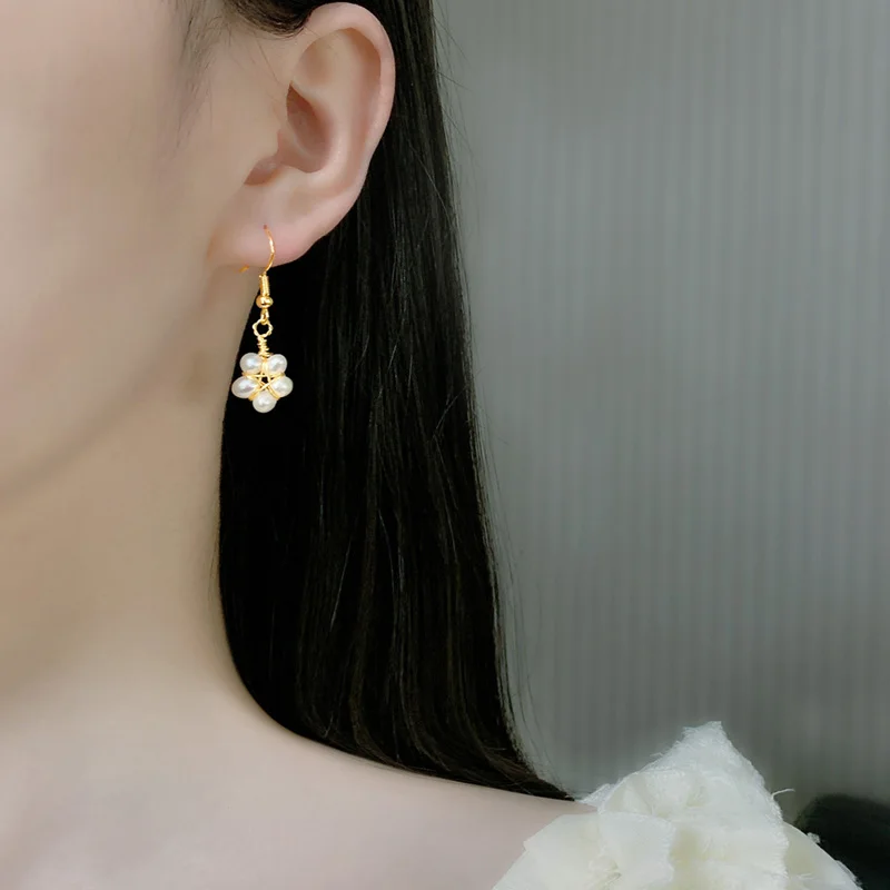 

NYMPH ювелирные изделия, серьги-капли из натурального пресноводного жемчуга, круглые длинные серьги, модный подарок для вечеринки для женщин, звезда E575