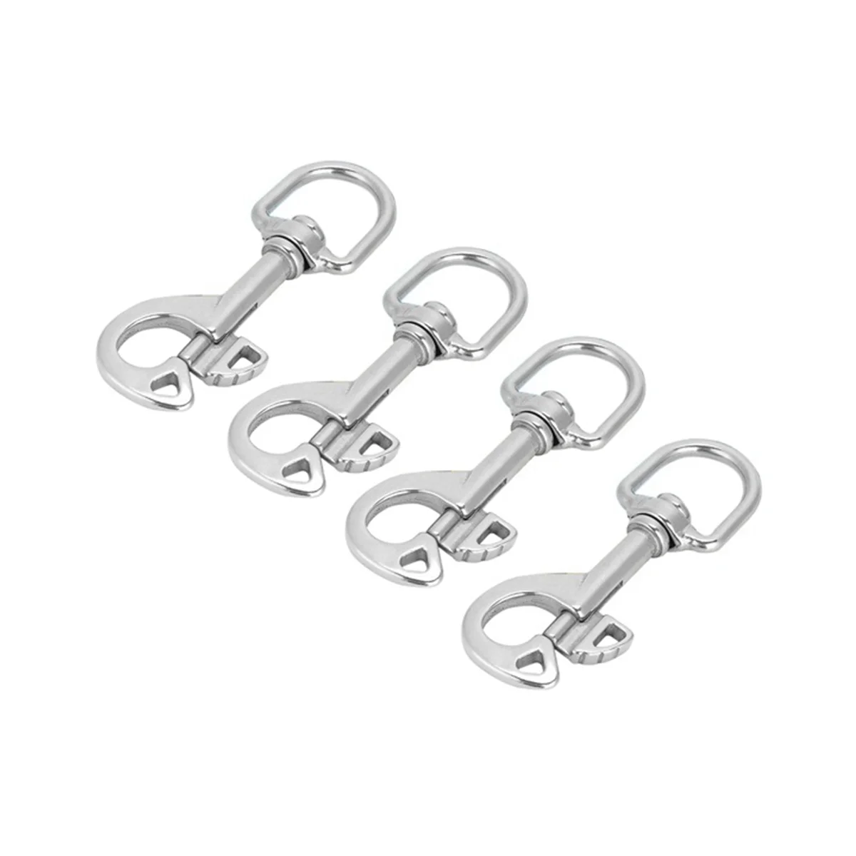 4 Pack Scuba Diving Hooks Stainless Steel Swivel Eyebolt Spring Hook Clip Marine Boat 96Mm Silver